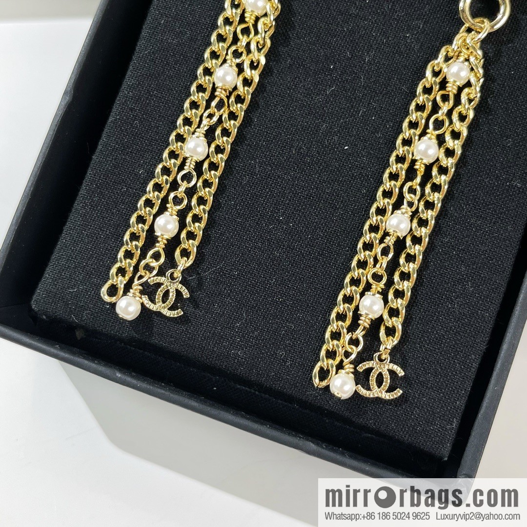 New ☑️ Chanel double c pearl tassel earrings