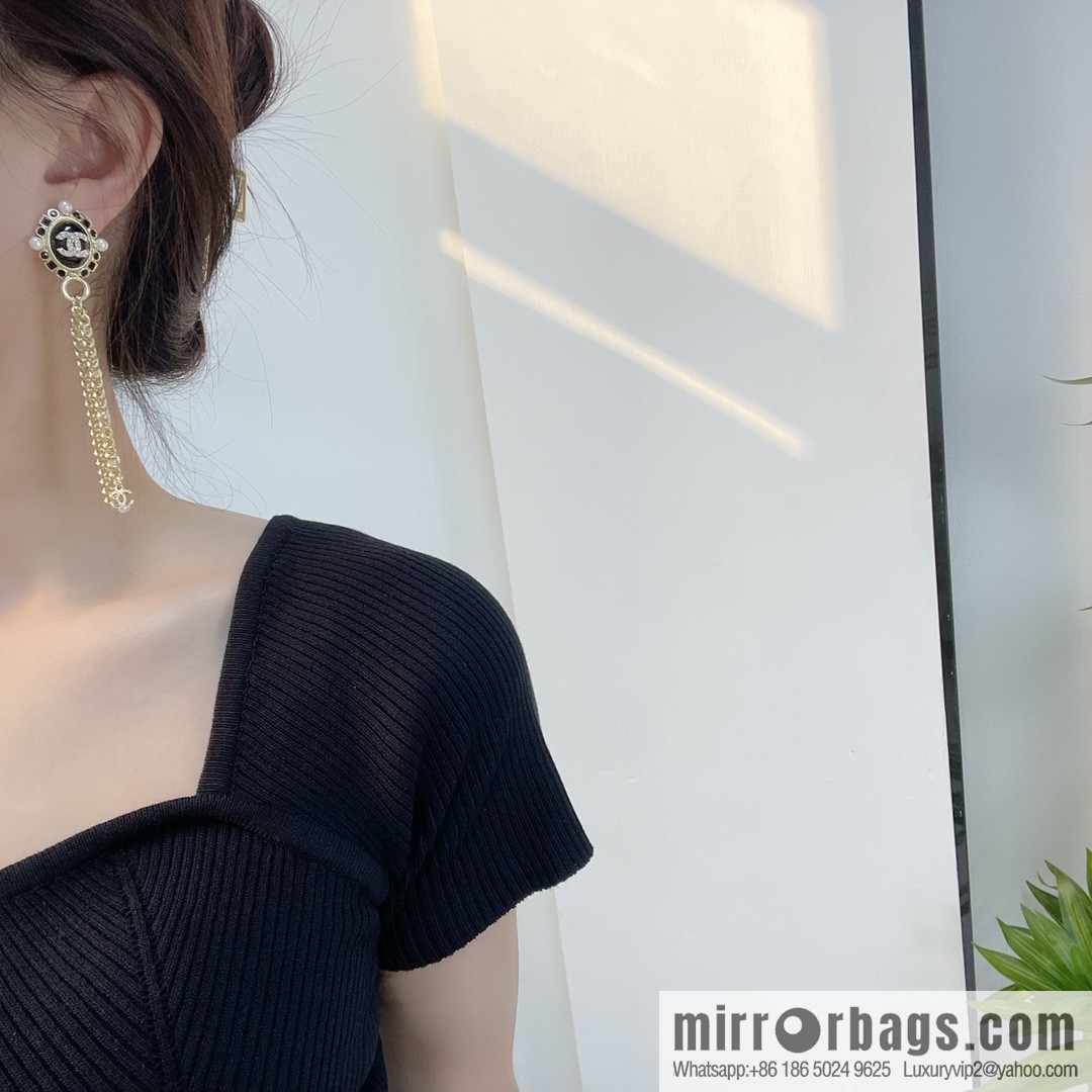 New ☑️ Chanel double c pearl tassel earrings
