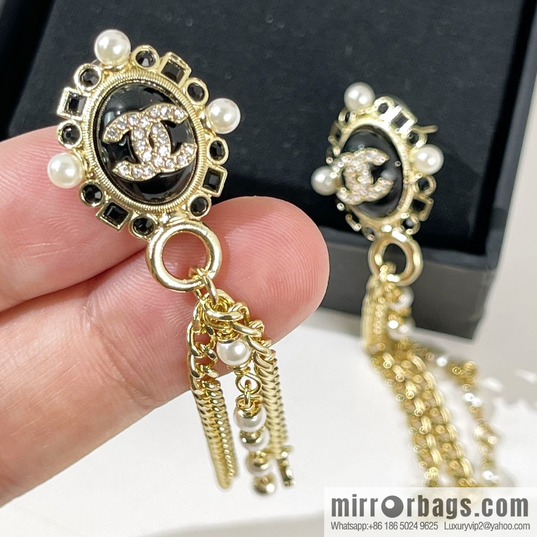 New ☑️ Chanel double c pearl tassel earrings