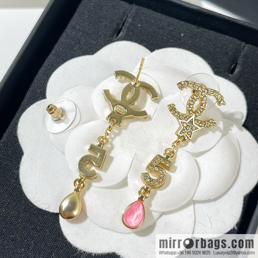 New ☑️ Chanel double c pink diamond water drop stud earrings