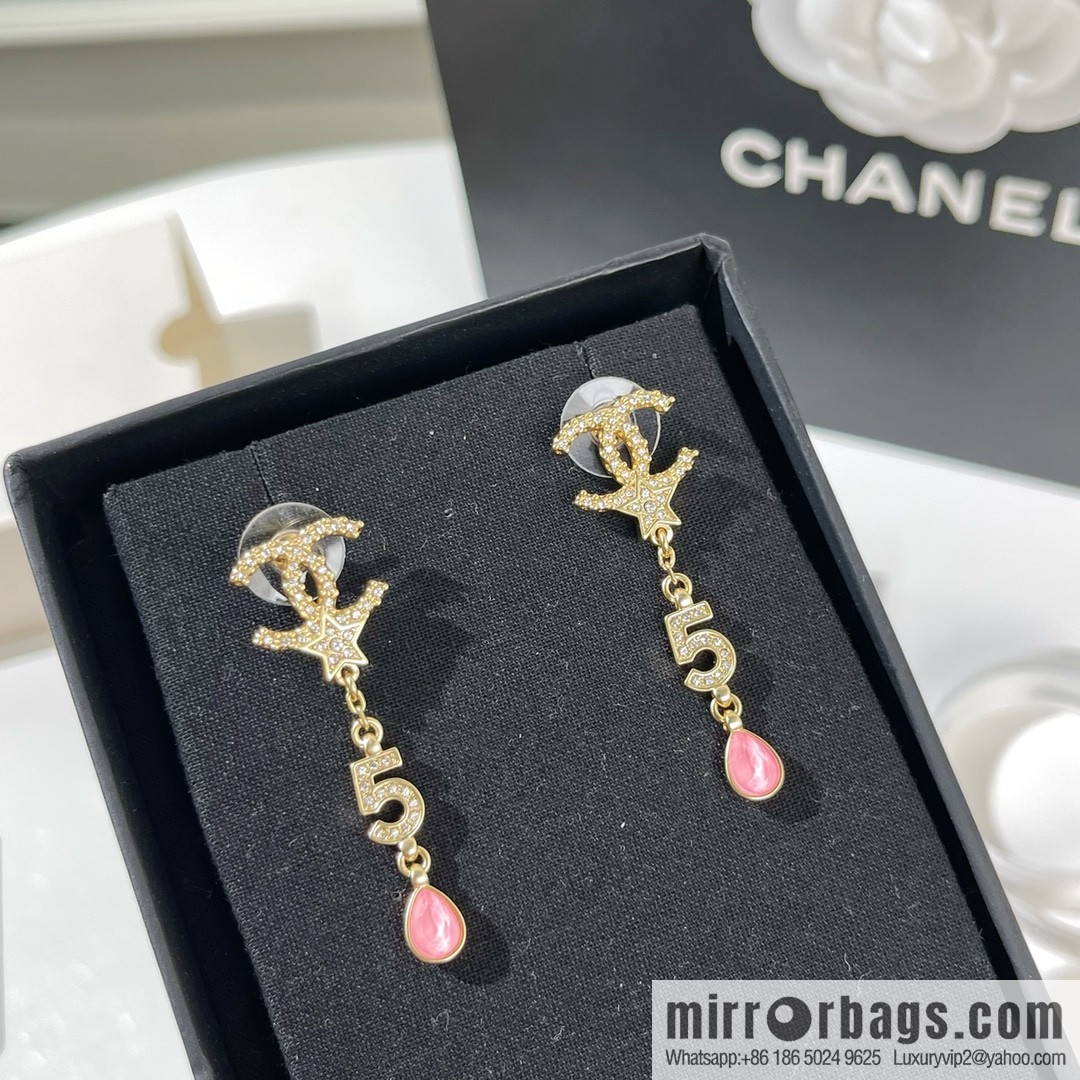 New ☑️ Chanel double c pink diamond water drop stud earrings