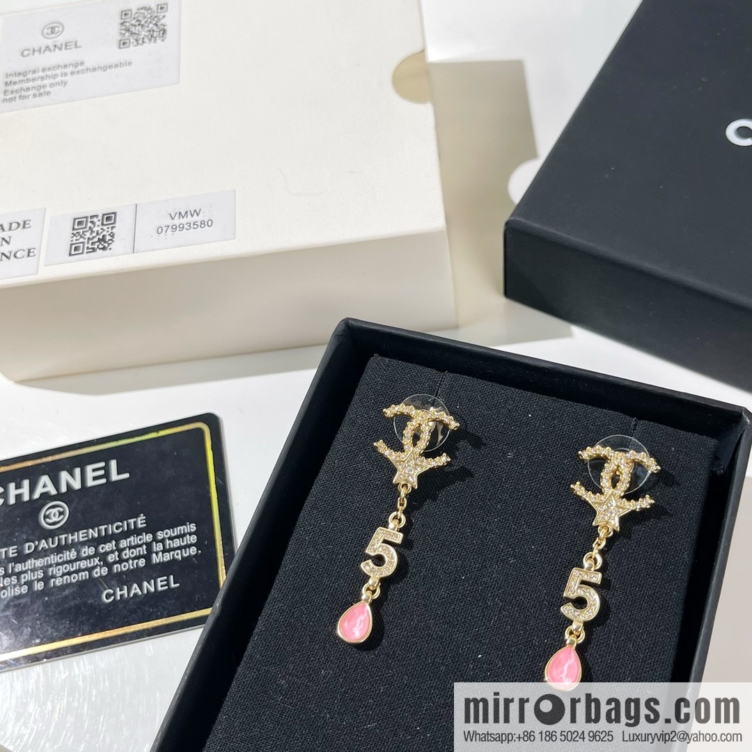 New ☑️ Chanel double c pink diamond water drop stud earrings