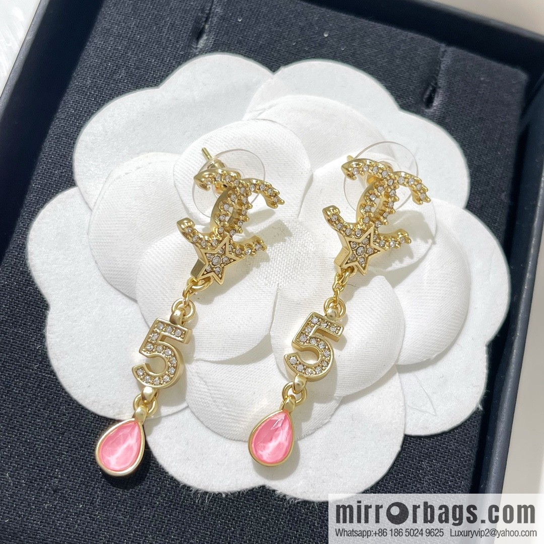 New ☑️ Chanel double c pink diamond water drop stud earrings