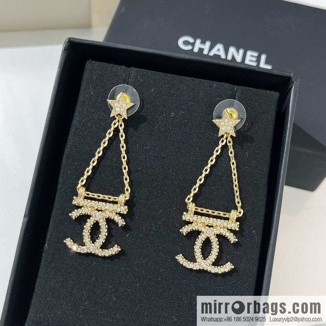 New ☑️ Chanel gold double c stars, stud earrings