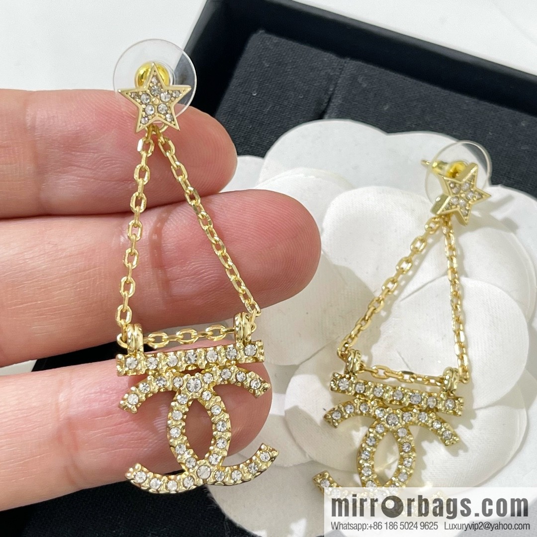 New ☑️ Chanel gold double c stars, stud earrings