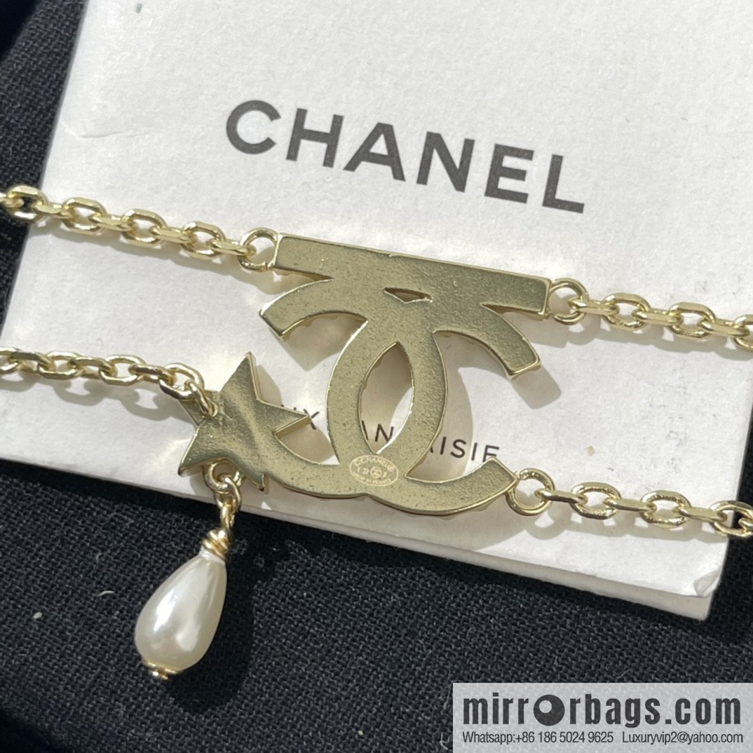 New ☑️ Chanel gold double c star bracelet necklace