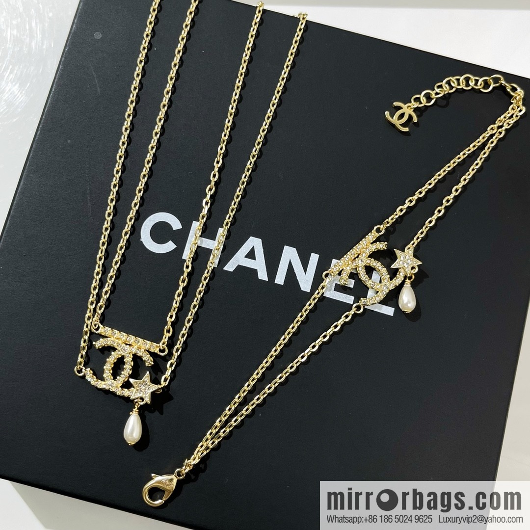 New ☑️ Chanel gold double c star bracelet necklace