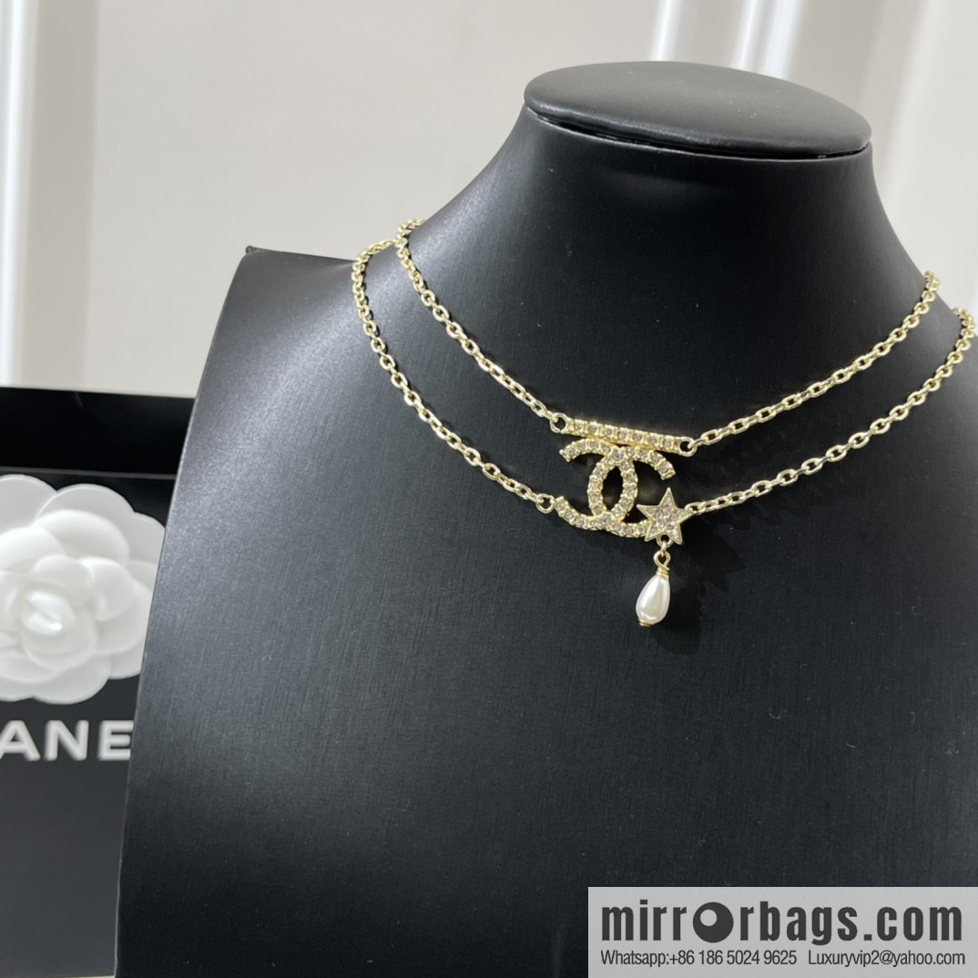 New ☑️ Chanel gold double c star bracelet necklace