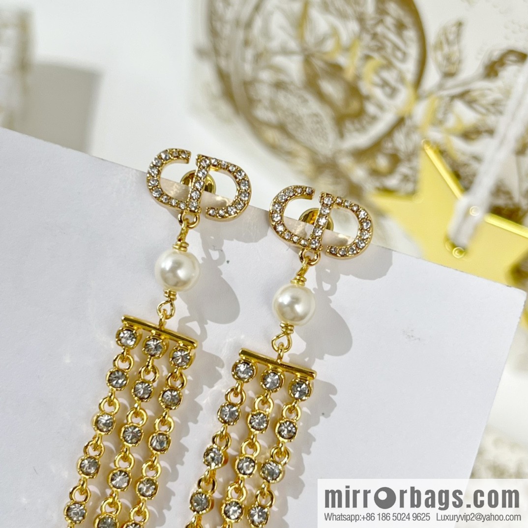 New ☑️ Dior CD pearl tassel earrings