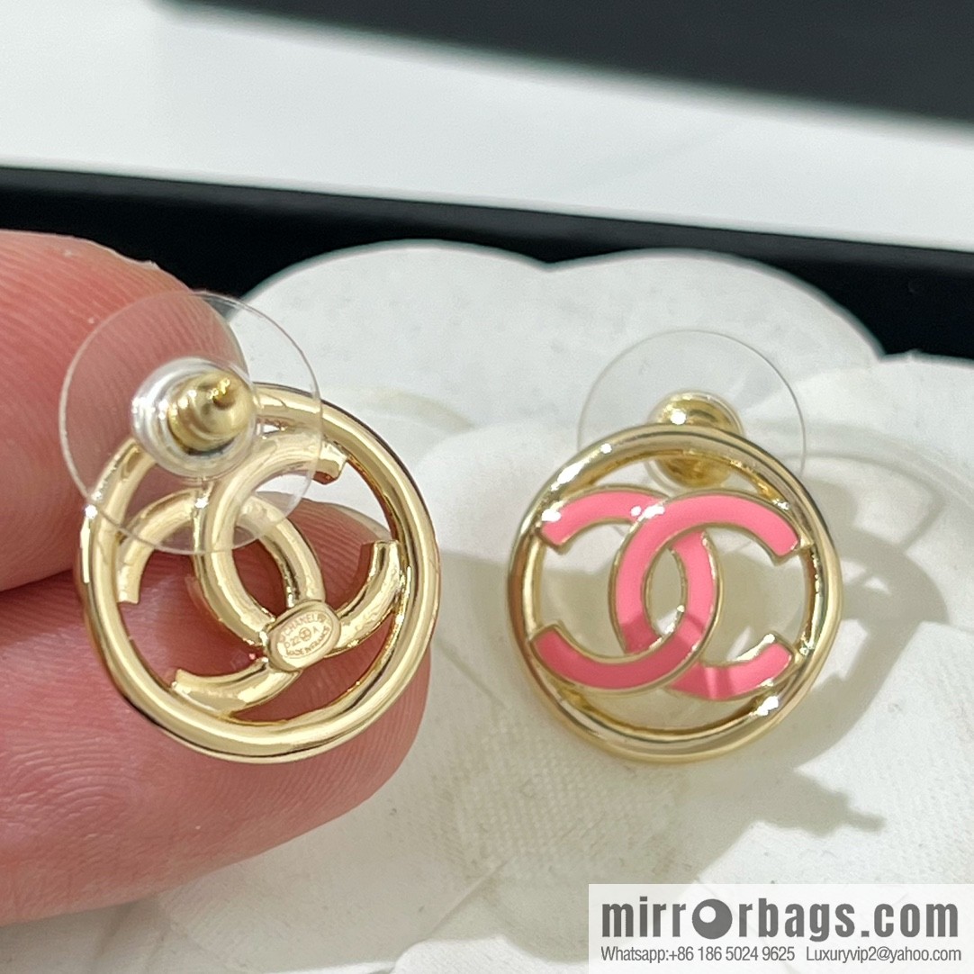 New ☑️ Chanel double c round stud earrings
