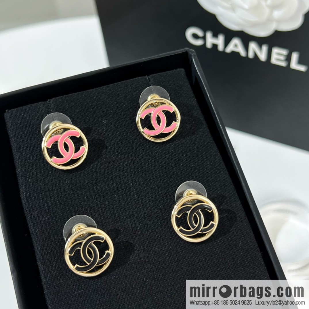 New ☑️ Chanel double c round stud earrings