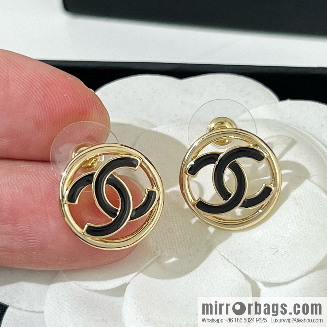 New ☑️ Chanel double c round stud earrings