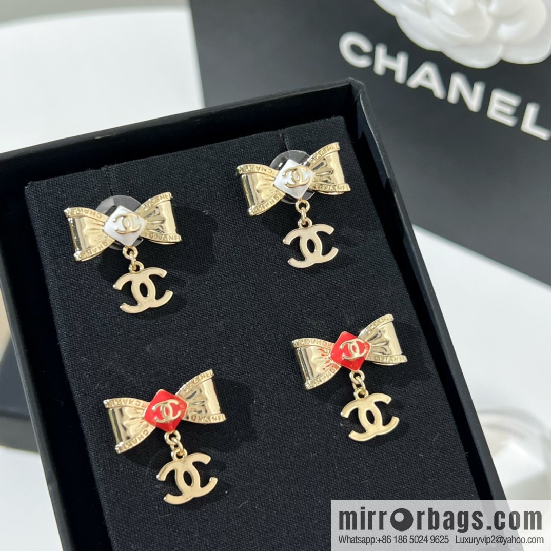 New ☑️ Chanel double c bow stud earrings