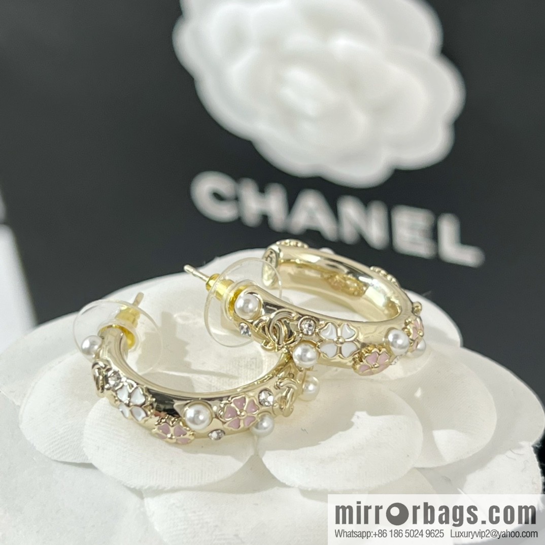 New ☑️ Chanel double c camellia stud earrings