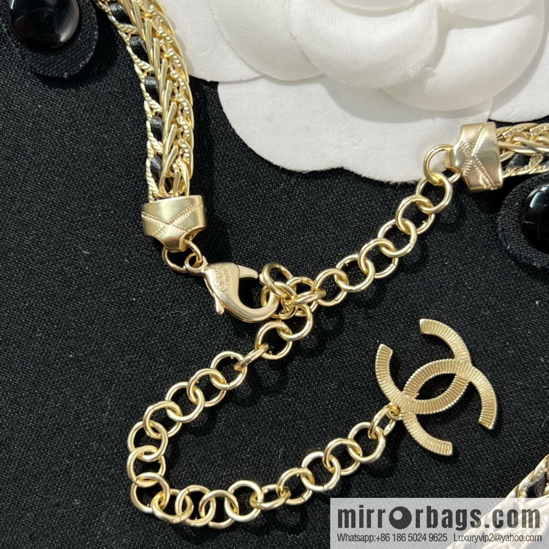 New ☑️ Chanel double c black leather rope necklace necklace