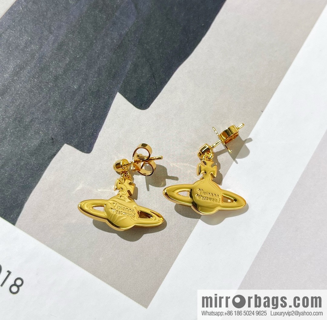New ☑️ Vivienne Westwood Queen Mother full diamond Saturn stud earrings