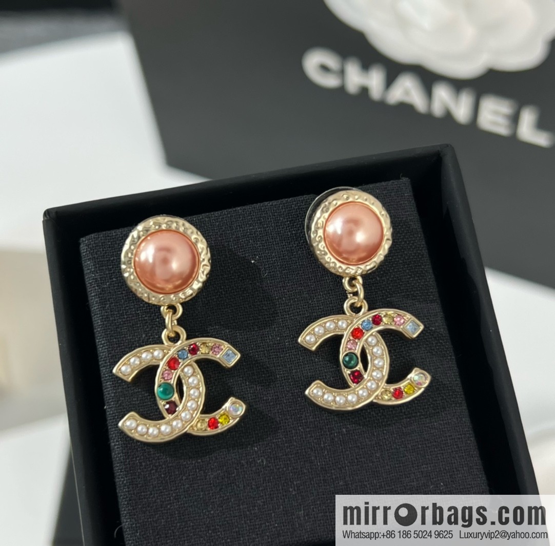 New ☑️ Chanel double c color pearl stud earrings