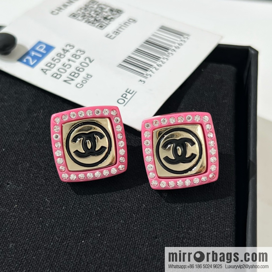 New ☑️ Chanel double c acrylic stud earrings
