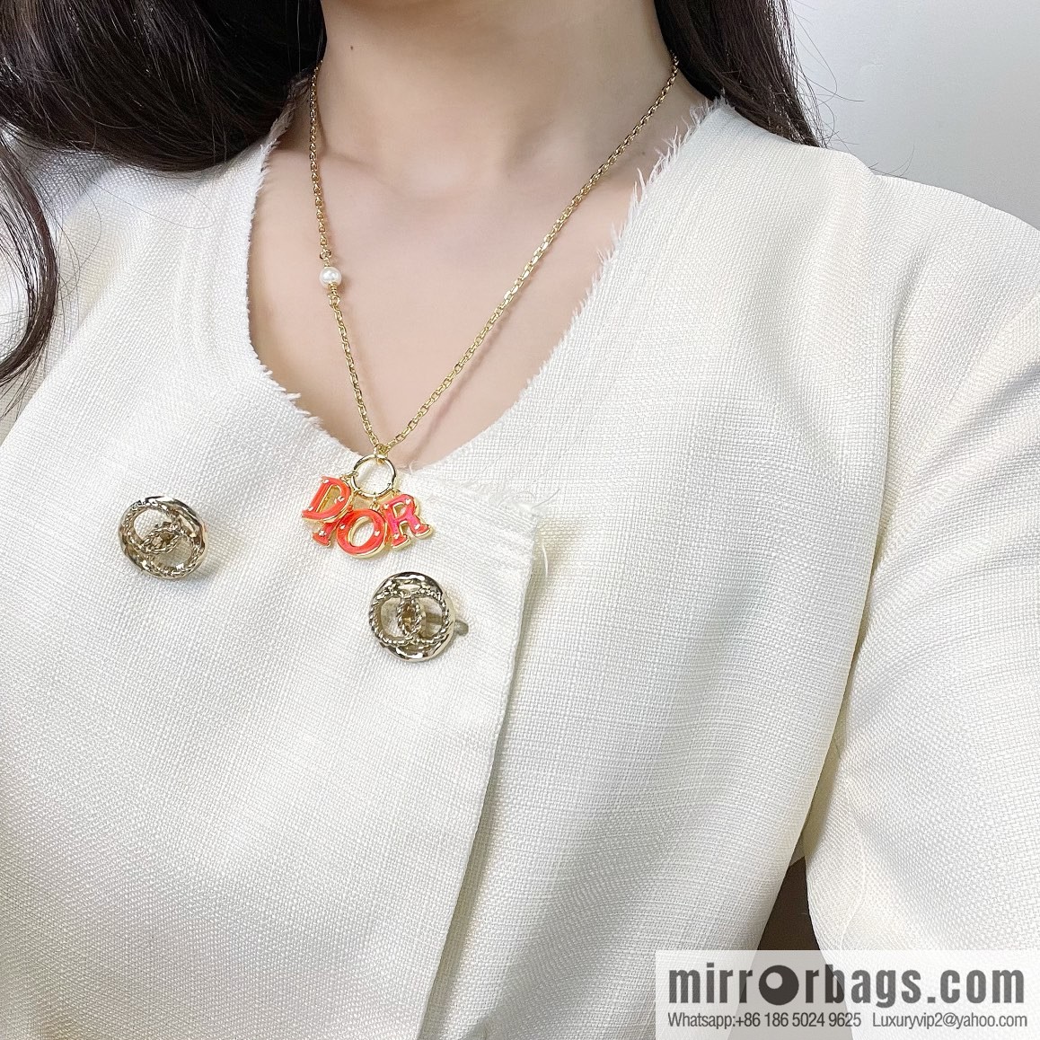 New ☑️ Dior CD brooch necklace earrings