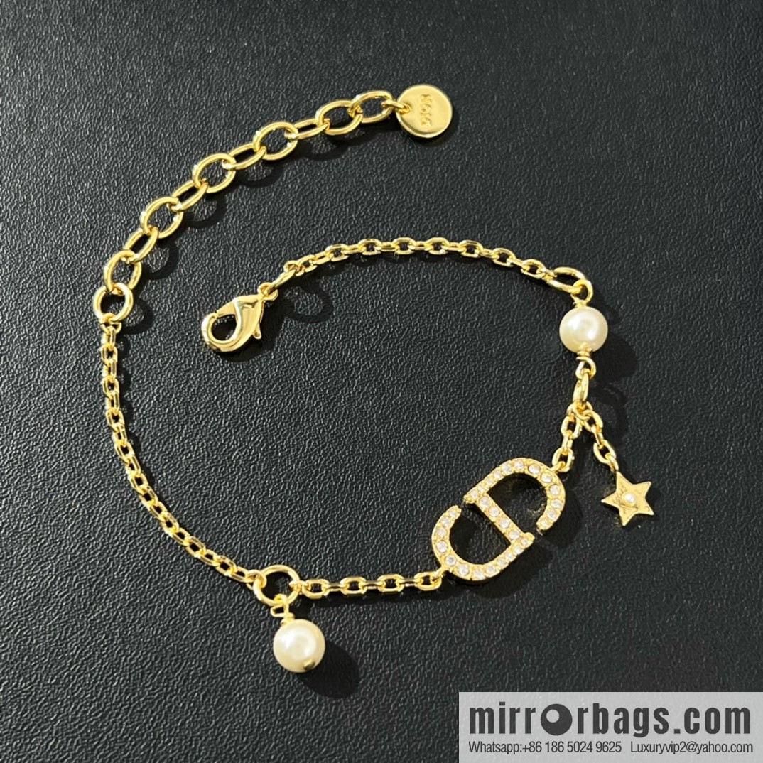 New ☑️ Dior full diamond CD star pearl bracelet