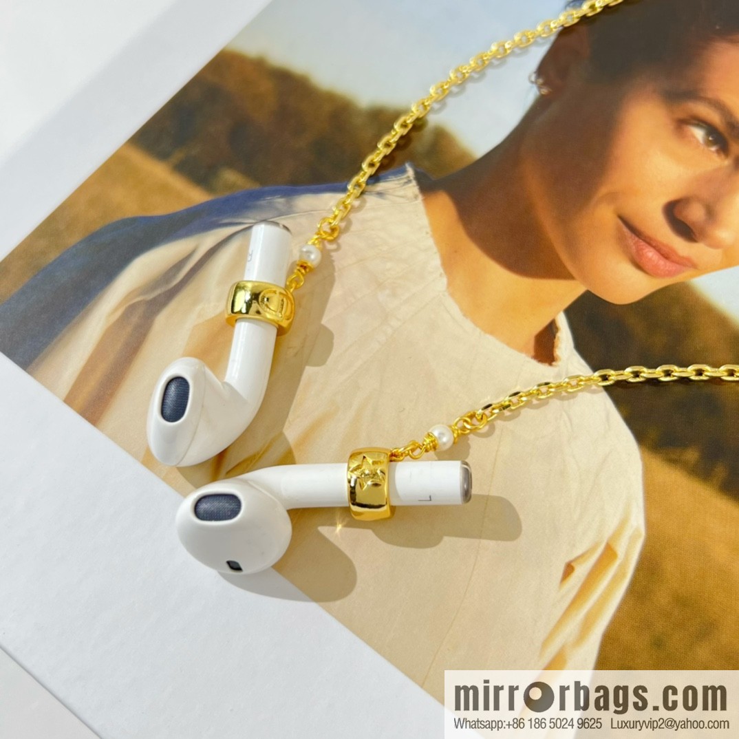 New ☑️ Dior Full Diamond CD Pearl Headphone Chain