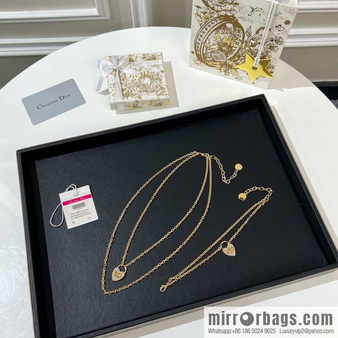 New ☑️ Dior CD full diamond peach heart necklace bracelet