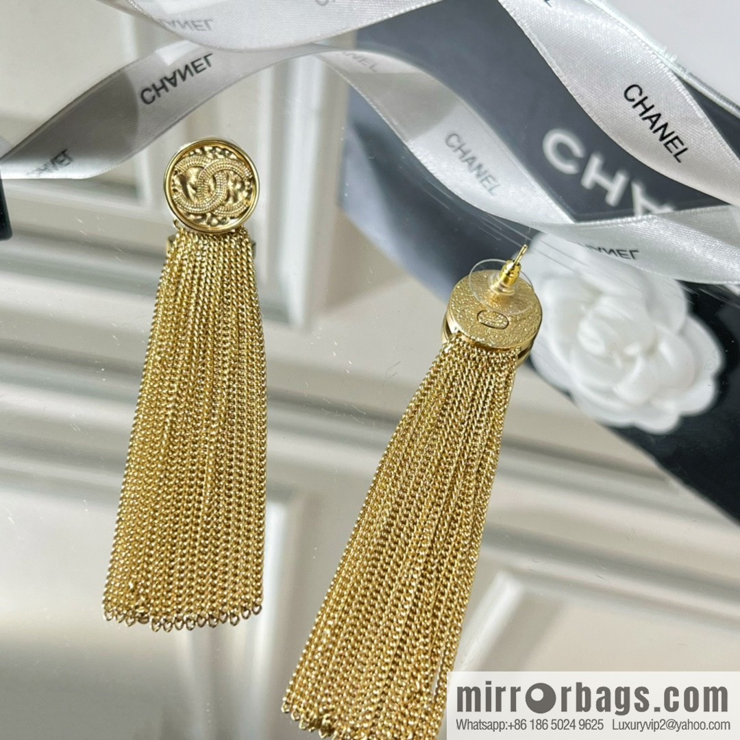 New ☑️ Chanel double c fringed stud earrings