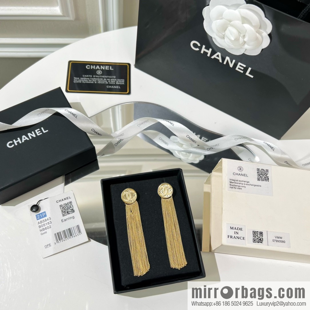 New ☑️ Chanel double c fringed stud earrings