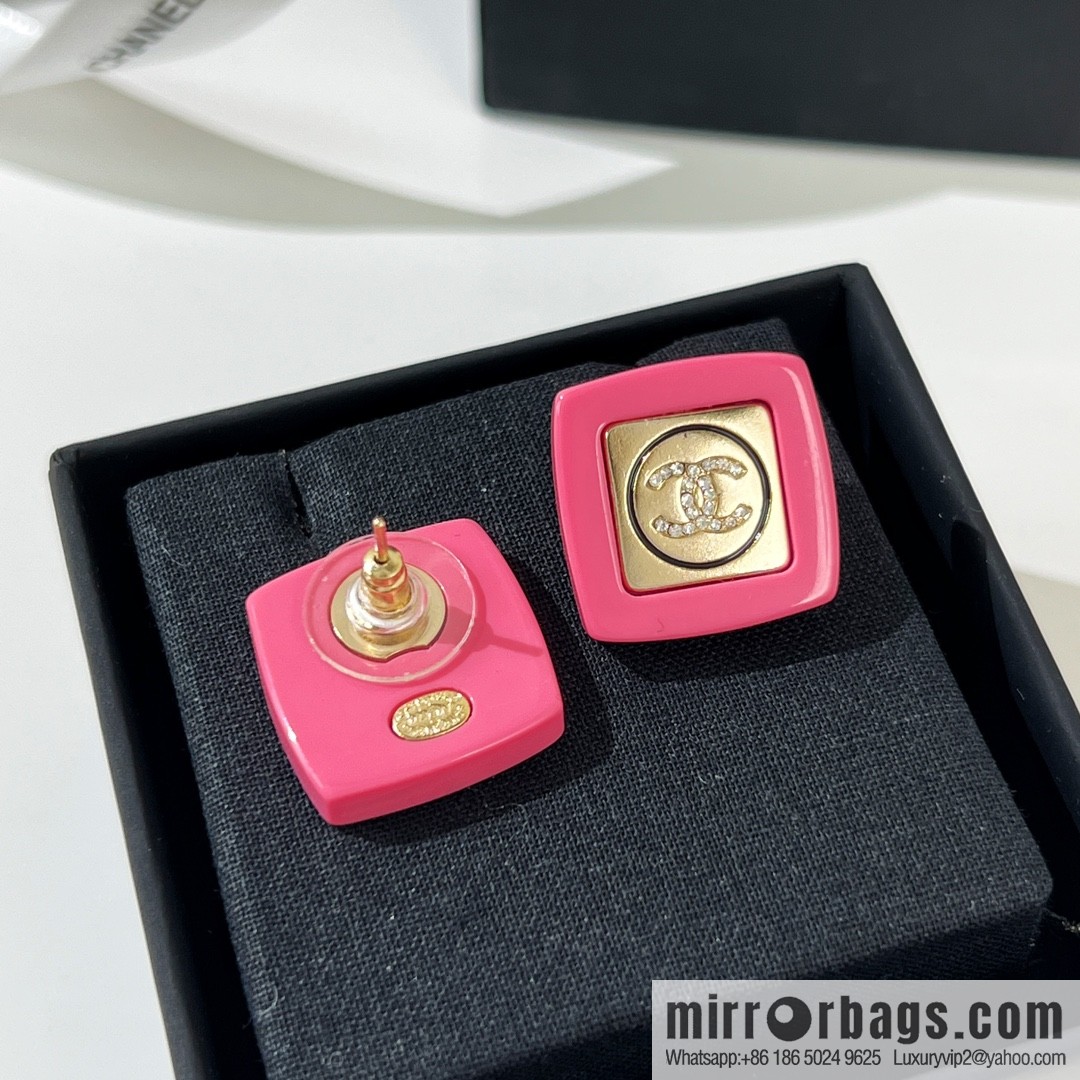New ☑️ Chanel double c pink acrylic stud earrings