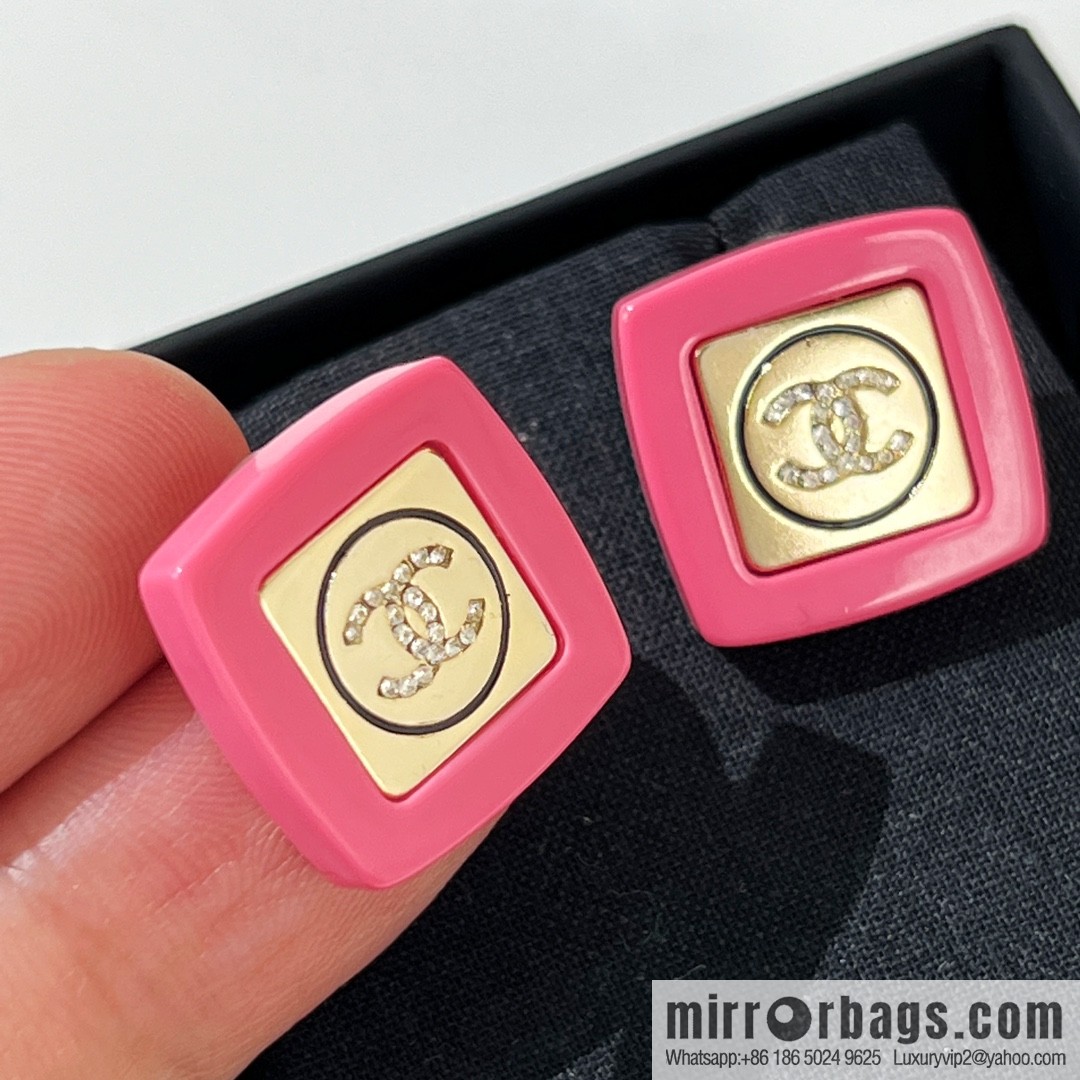 New ☑️ Chanel double c pink acrylic stud earrings