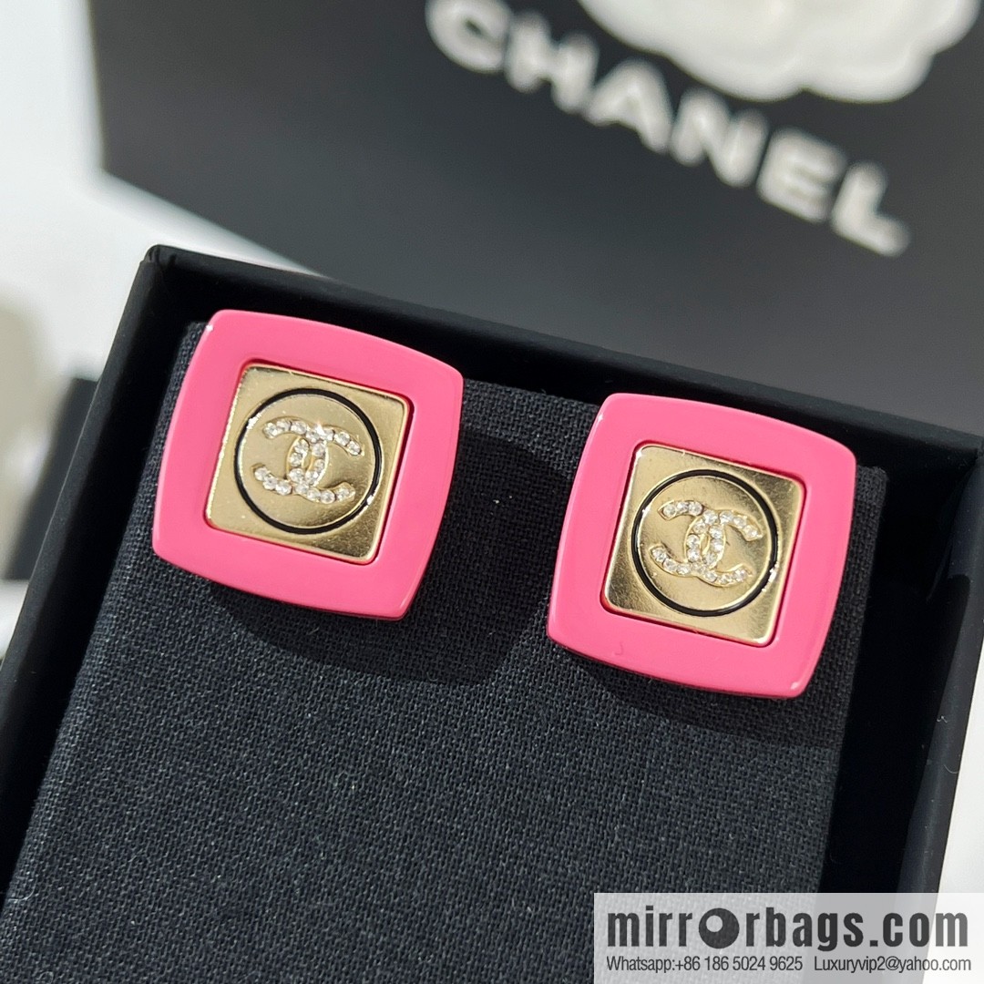 New ☑️ Chanel double c pink acrylic stud earrings