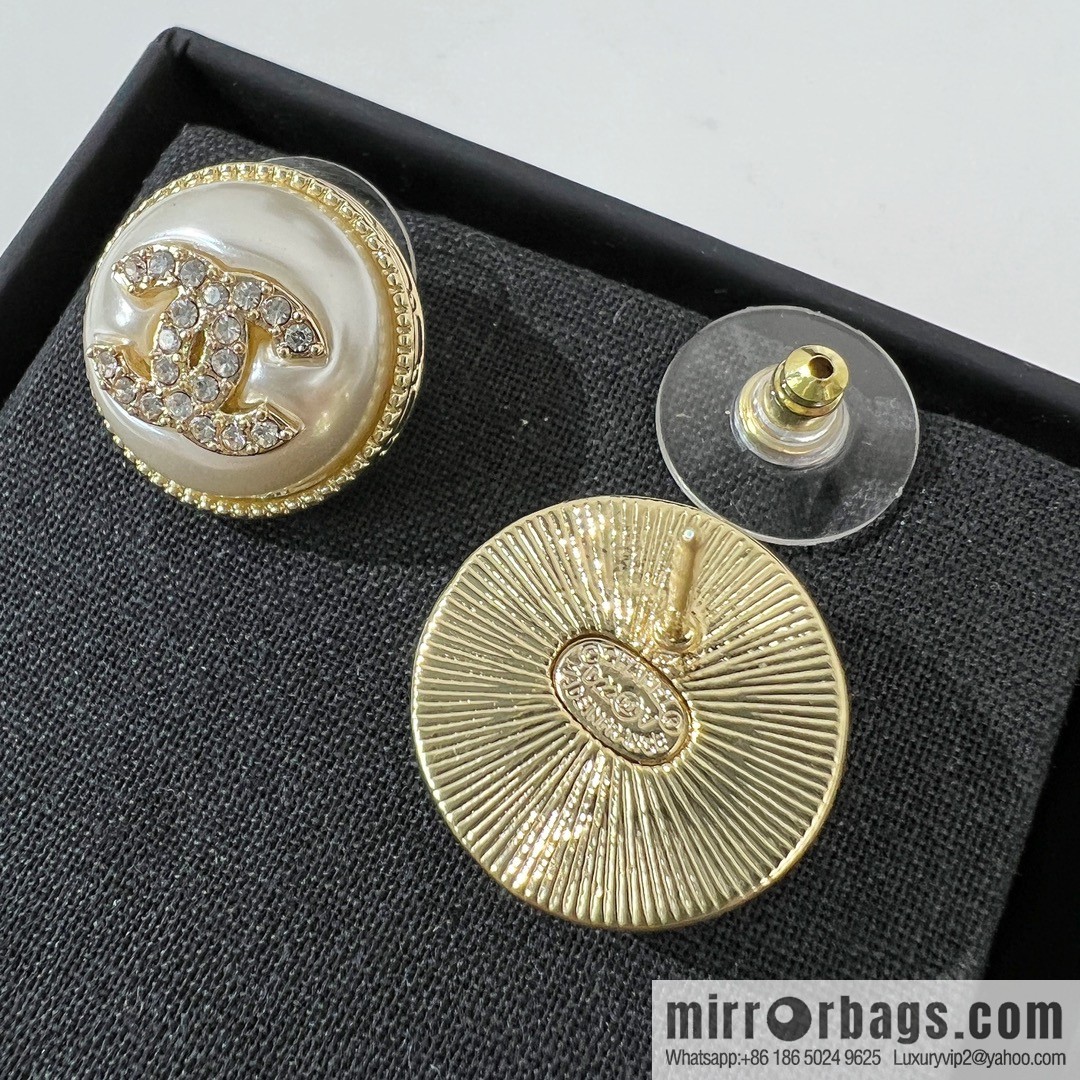 New ☑️ Chanel double c round stud earrings