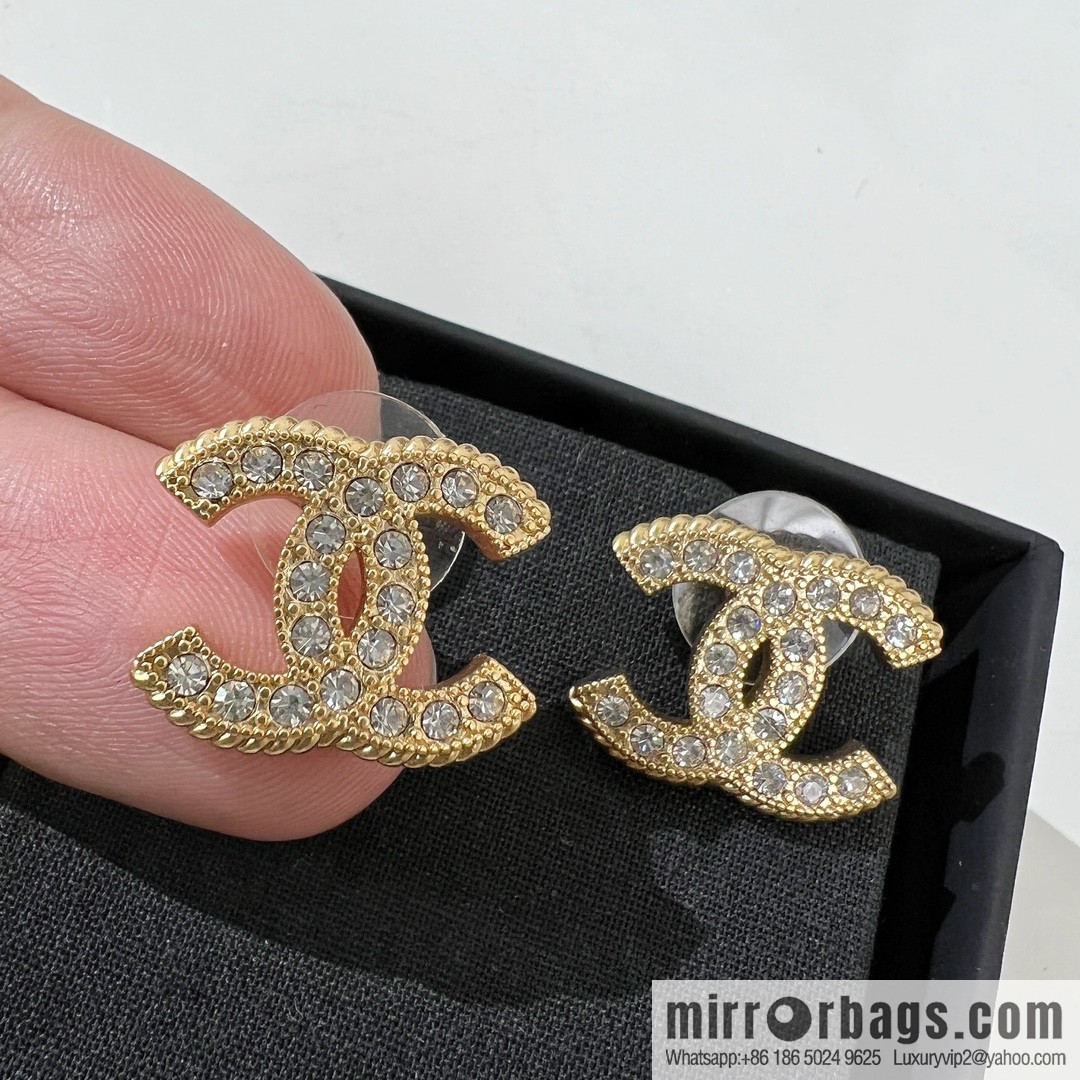 New ☑️ Chanel double c full diamond stud earrings