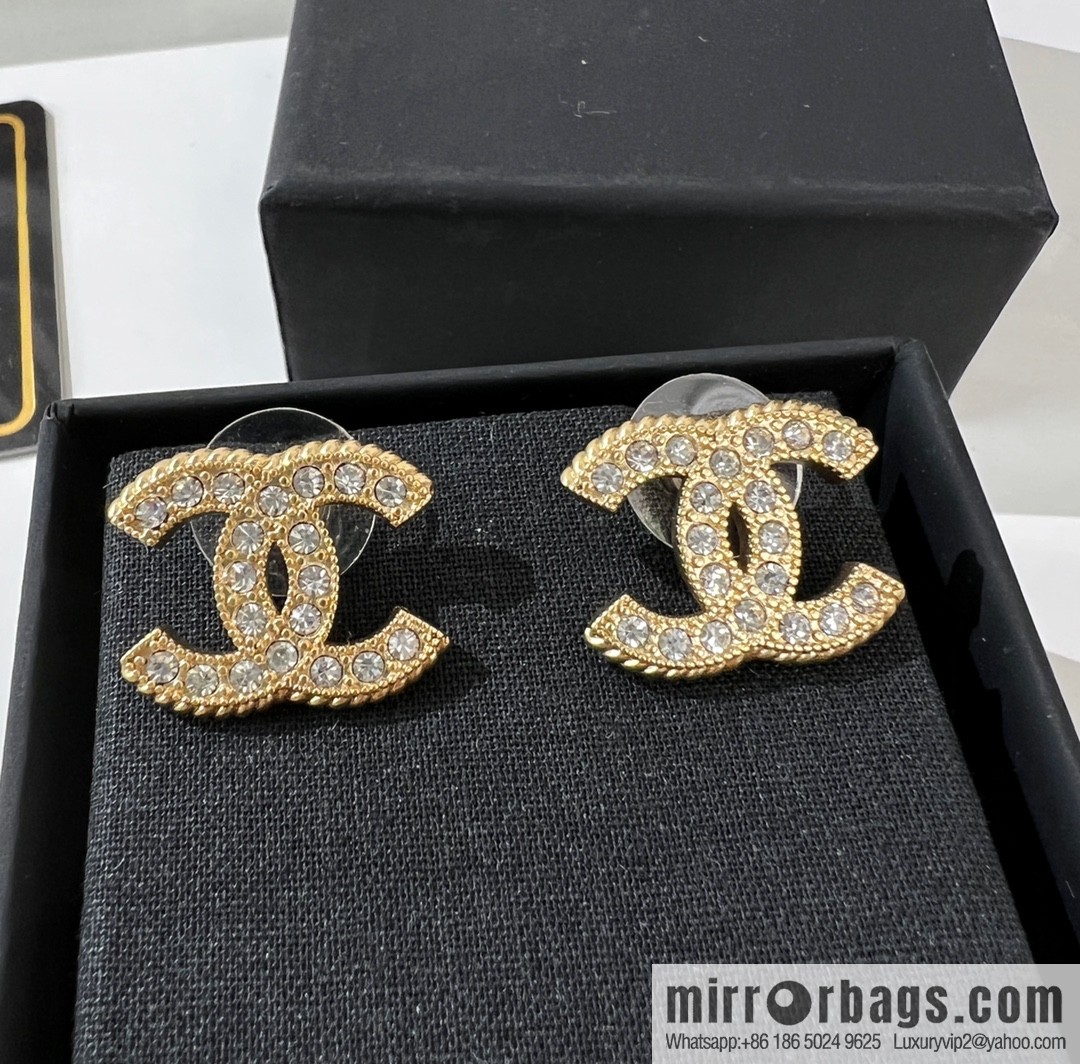 New ☑️ Chanel double c full diamond stud earrings