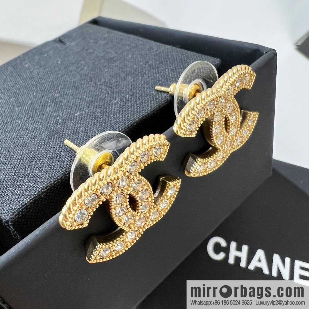 New ☑️ Chanel double c full diamond stud earrings