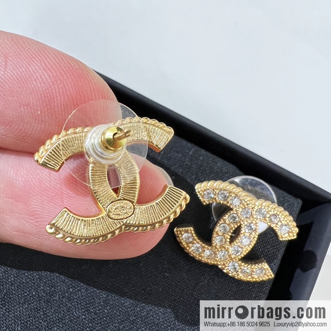 New ☑️ Chanel double c full diamond stud earrings