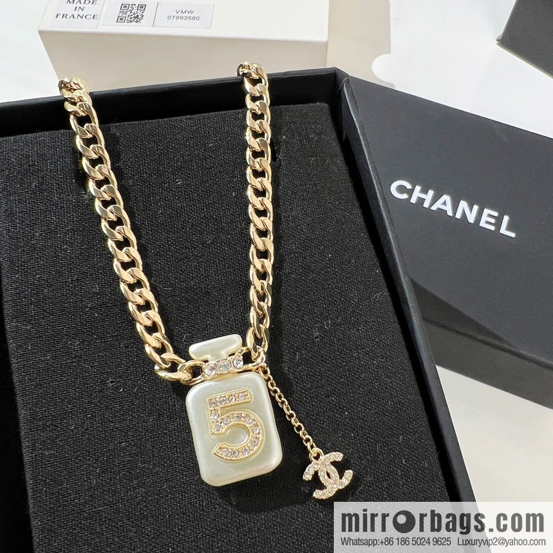 New ☑️ Chanel double c 5 character perfume bottle necklace