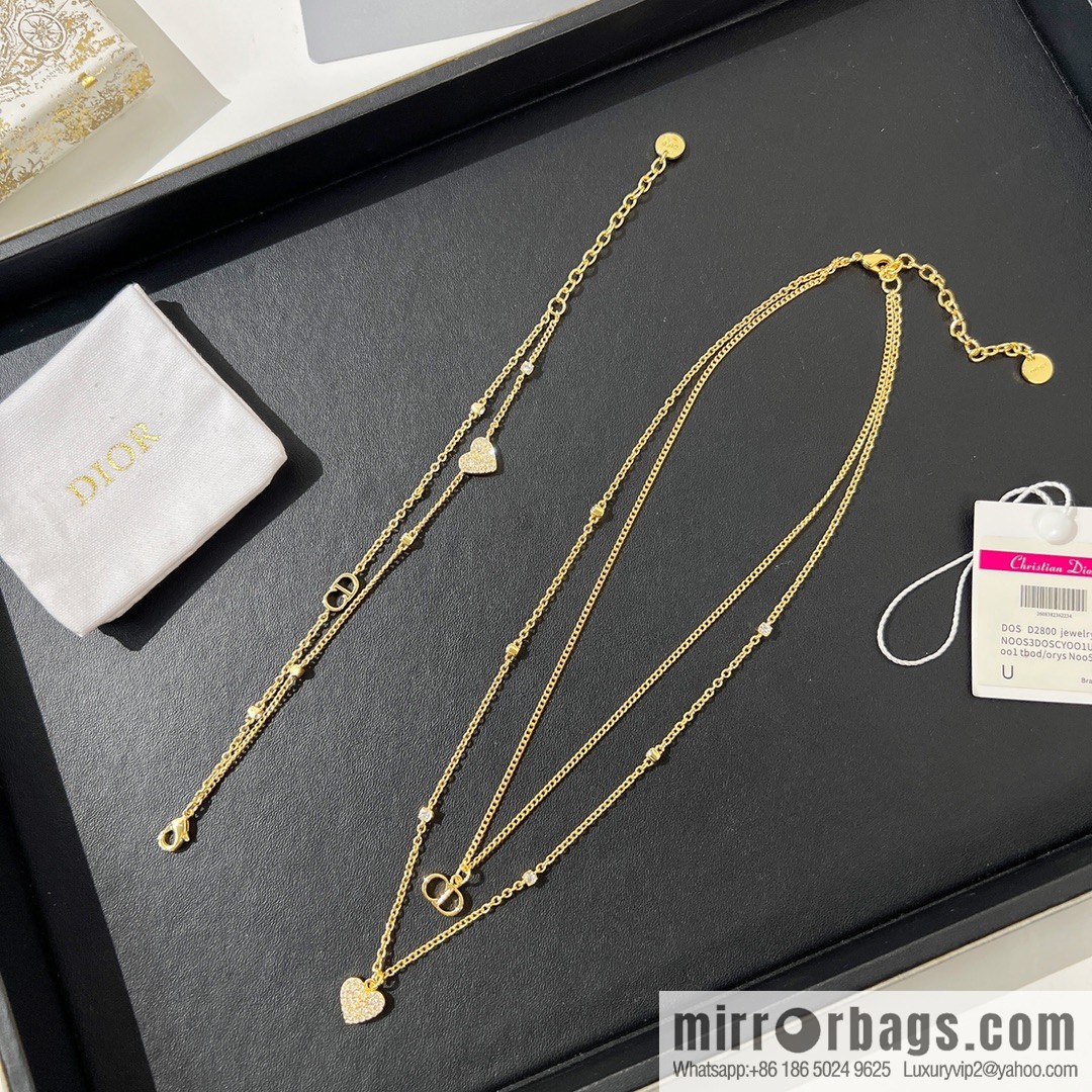 New ☑️ Dior CD peach heart double layer bracelet necklace