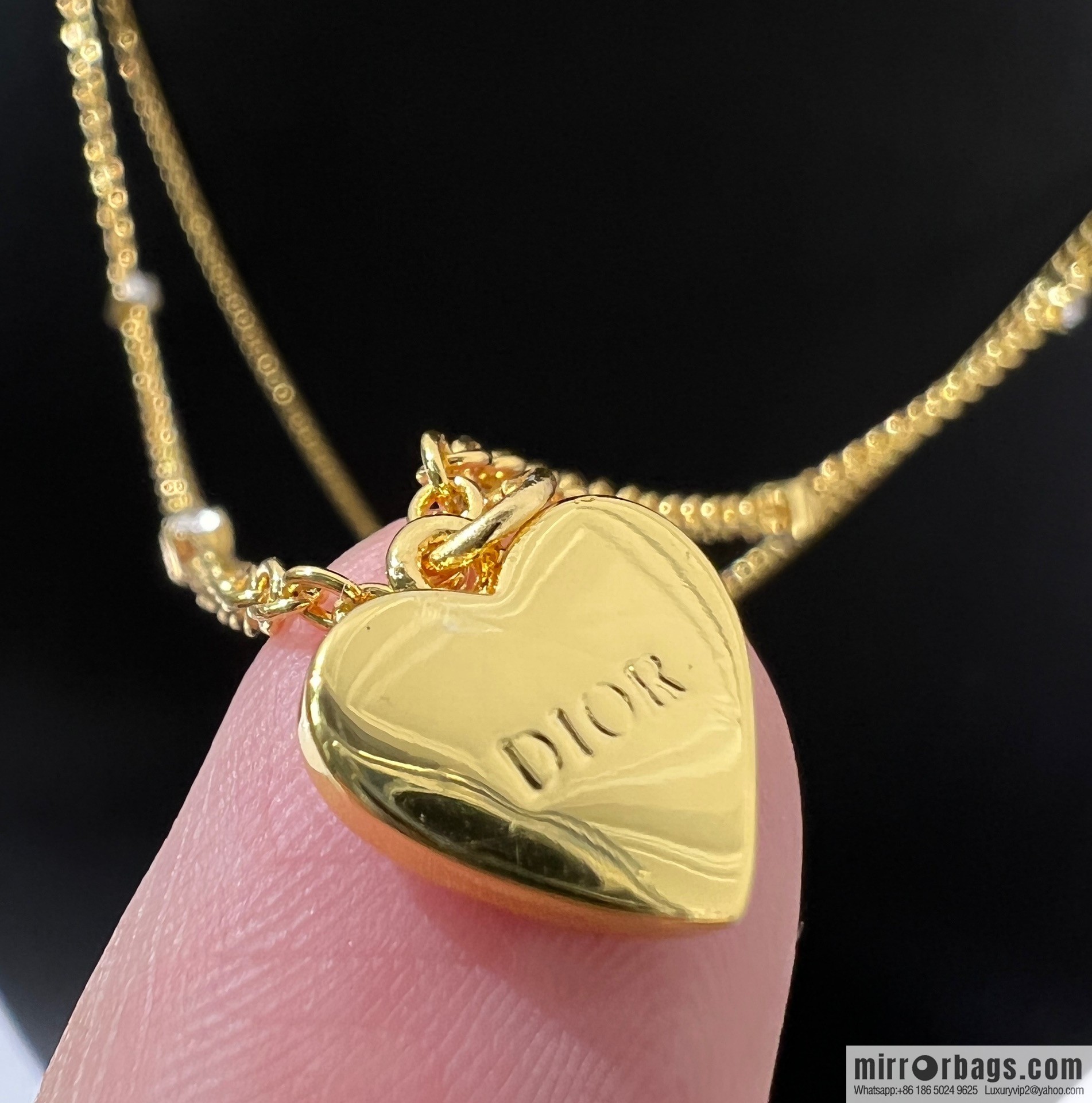 New ☑️ Dior CD peach heart double layer bracelet necklace