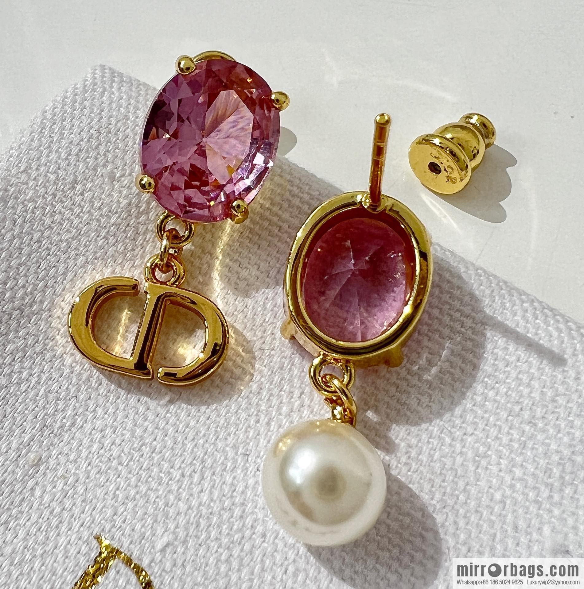 New ☑️ Dior CD pearl pink diamond stud earrings