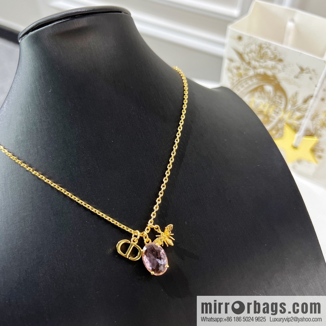 New ☑️ Dior CD pink bee necklace