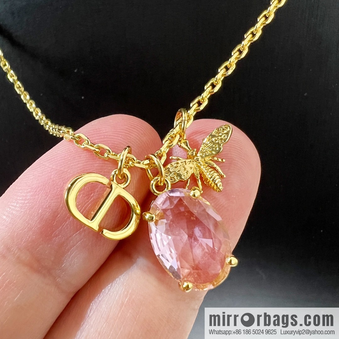 New ☑️ Dior CD pink bee necklace