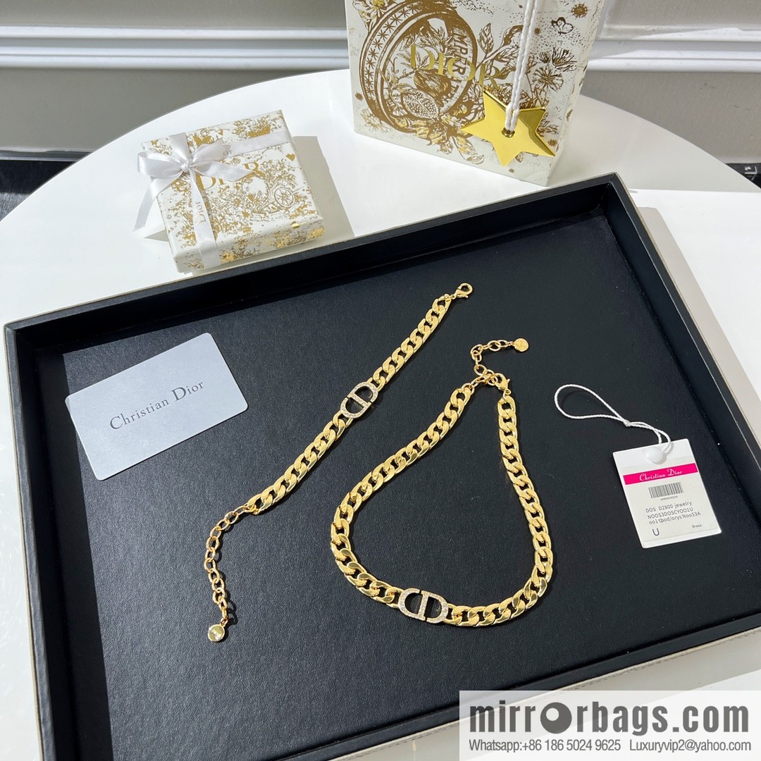 New ☑️ Dior CD gold necklace bracelet