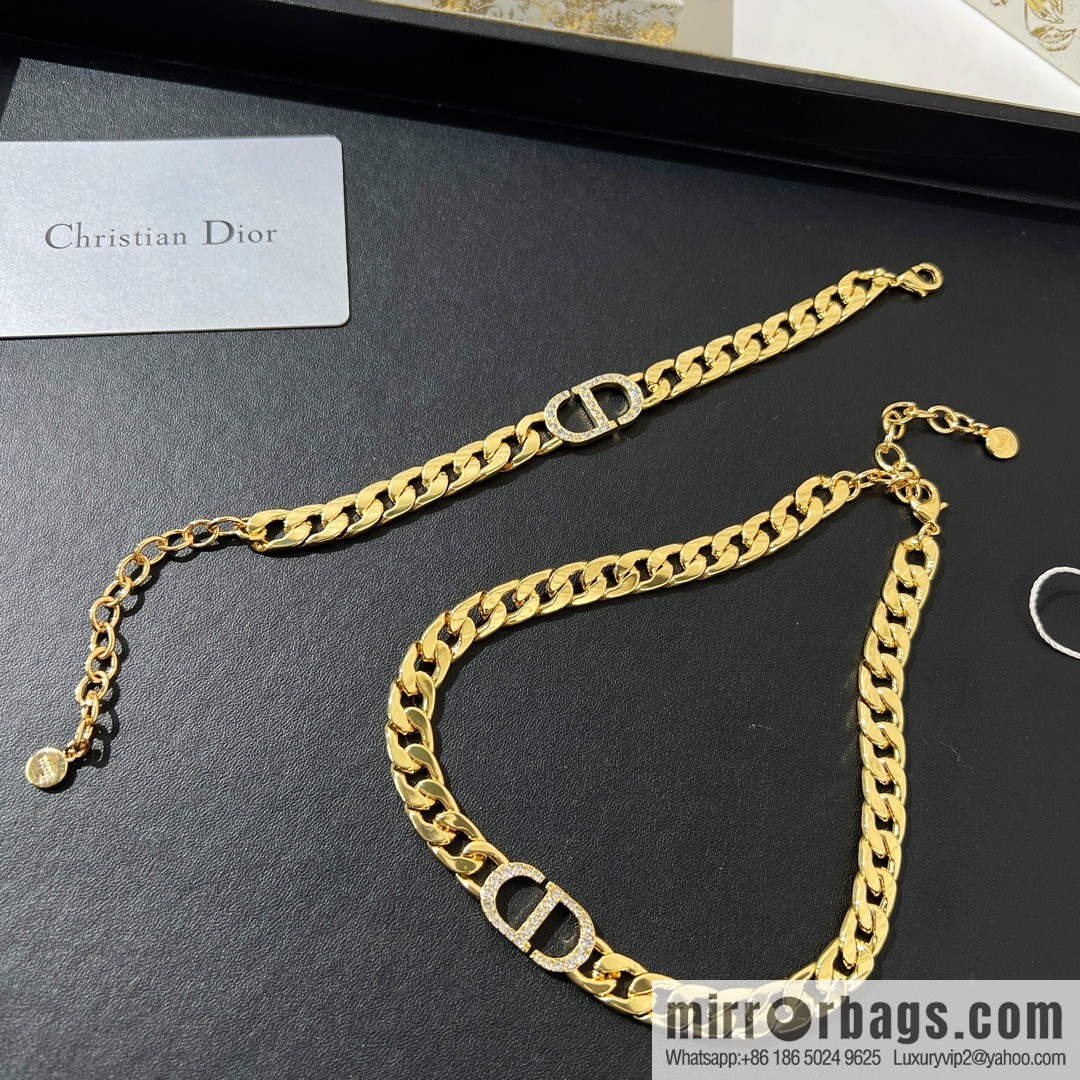 New ☑️ Dior CD gold necklace bracelet