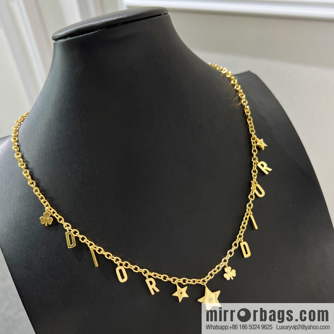 New ☑️ Dior fringed star four-leaf clover letter necklace