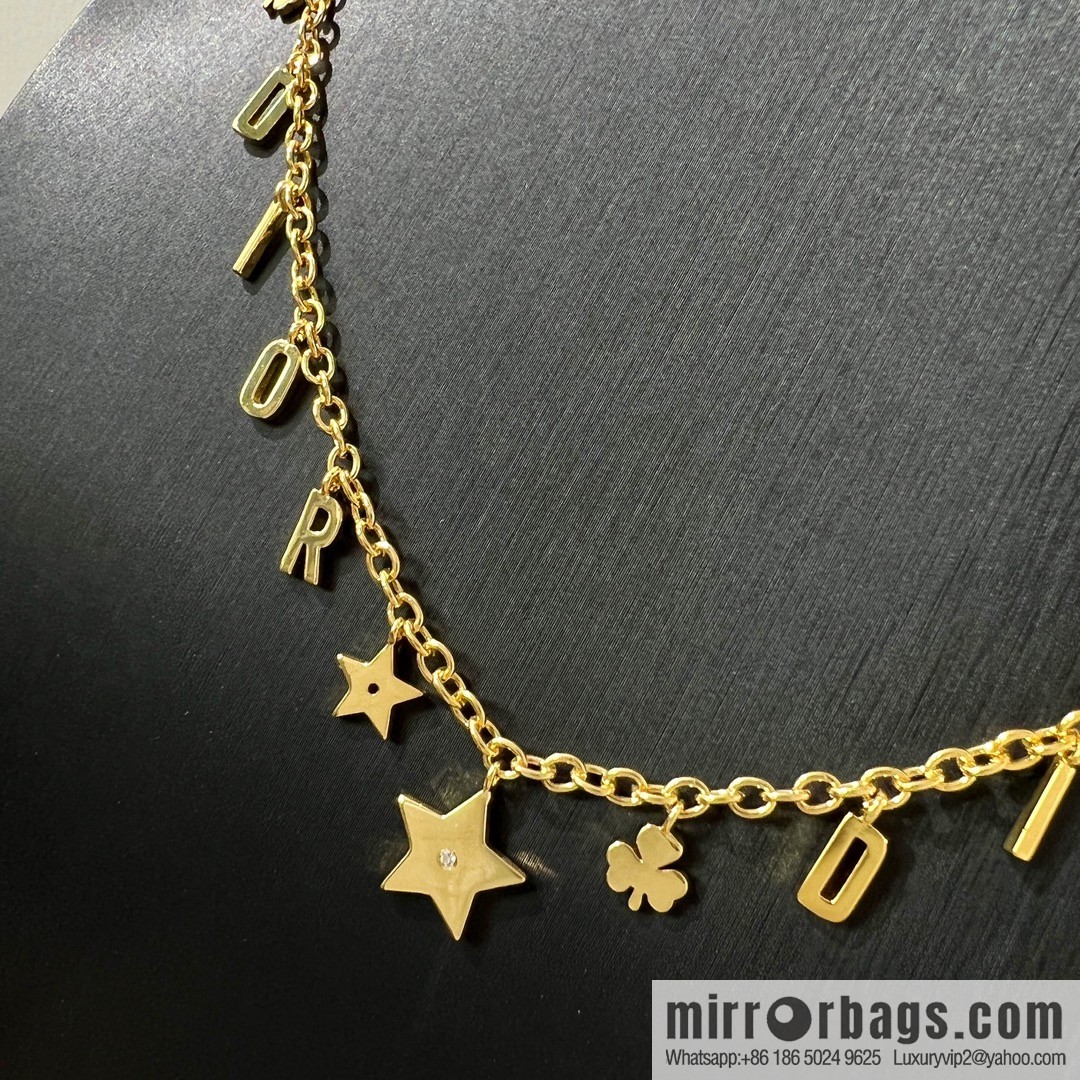 New ☑️ Dior fringed star four-leaf clover letter necklace