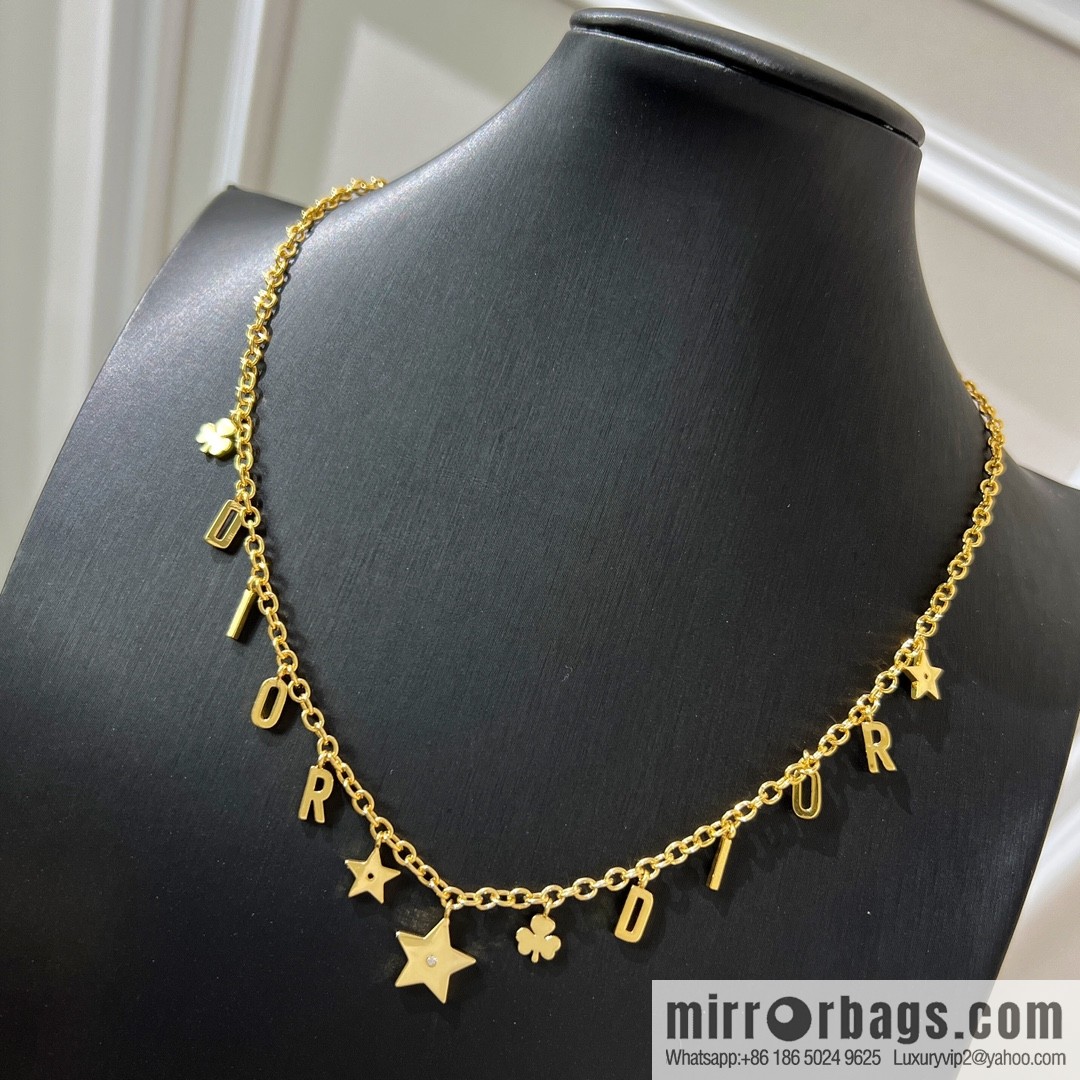 New ☑️ Dior fringed star four-leaf clover letter necklace
