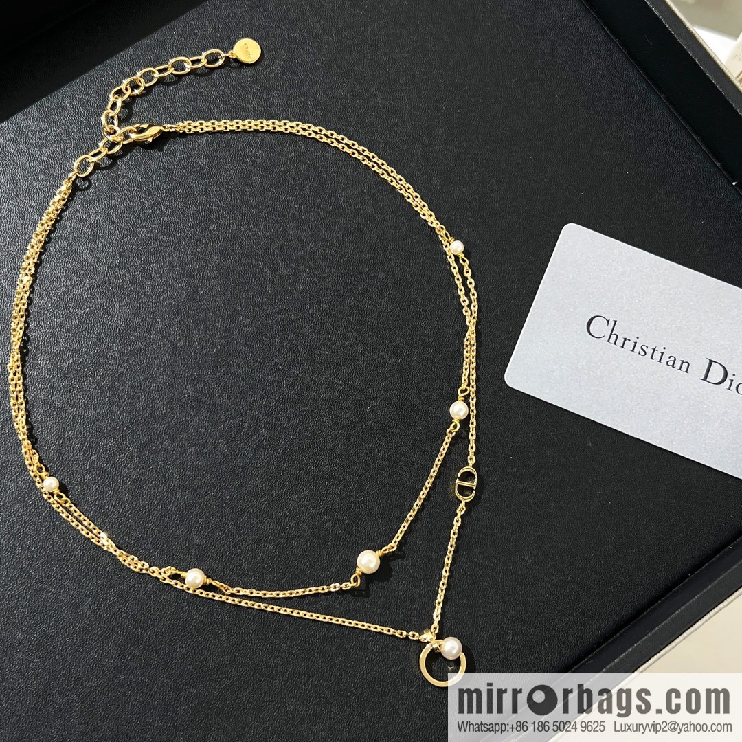 New ☑️ Dior Double Pearl Necklace