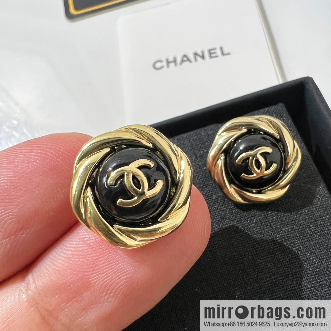 New ☑️ Chanel double c black stud earrings