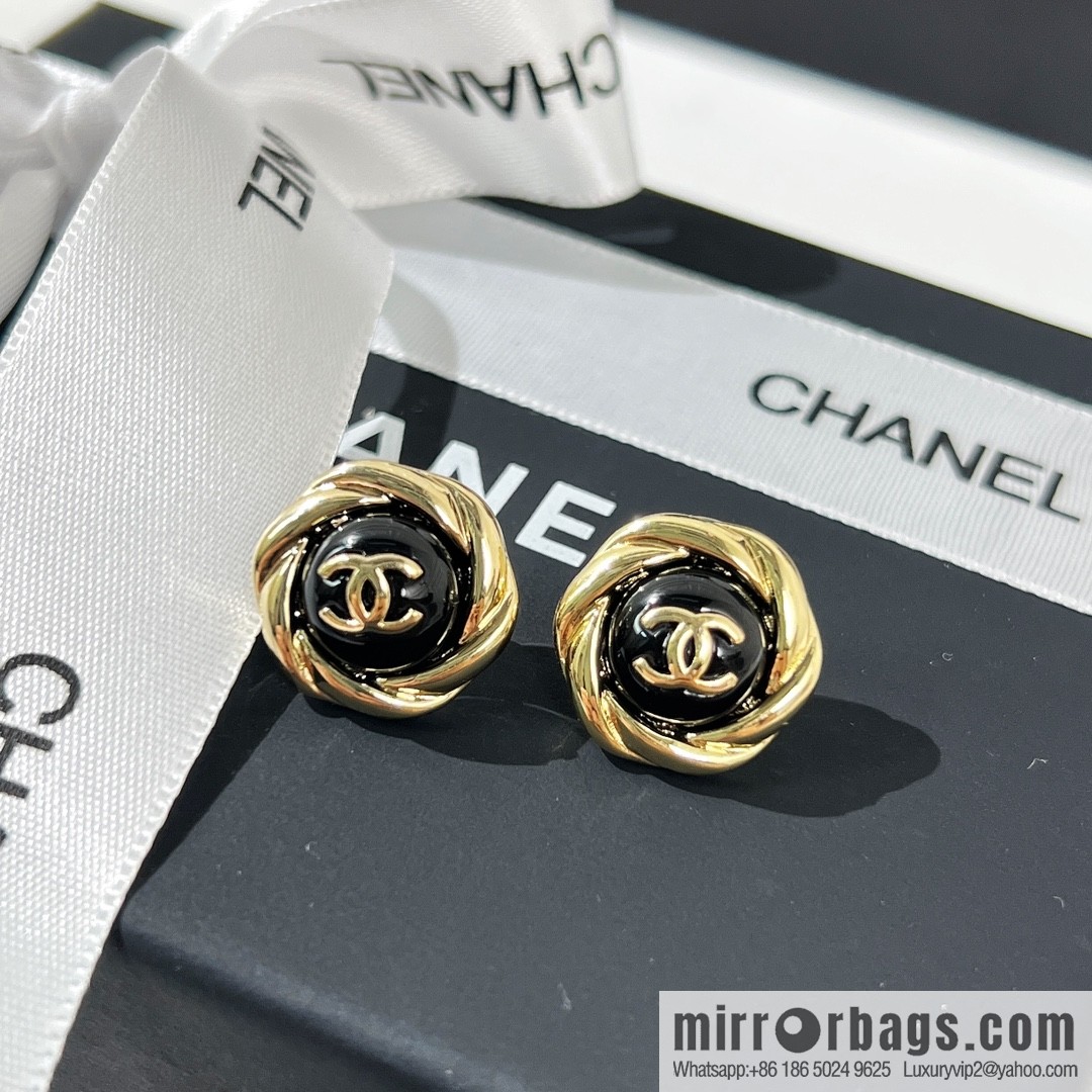 New ☑️ Chanel double c black stud earrings